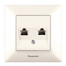 Розетка Panasonic Arkedia Slim подвійна телефонная RJ11 CAT3, кремова