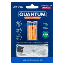 Акумулятор літій-іонний Quantum USB Li-ion CR123A(16340) 3.7V, 550mAh blister+Type-C каб., 1шт/уп