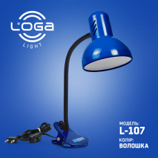 L-200 Світильник нестаціонарний настільний з прищепкою ТМ LOGA, 220В 60Вт (модель кольору  L-107 Волошка)