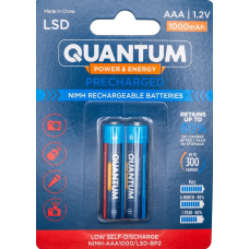 Акумулятор Ni-MH з низьким саморозрядом (LSD) Quantum 1000mAh AAA, 2шт/уп blister (012028)