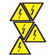 Знак "Небезпека ураження електричним струмом" 160 мм (на аркуші 5 шт)