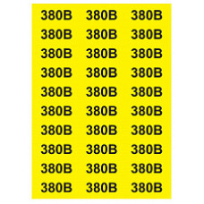 Знак "380 В" жовтий 38х90  (на аркуші 30 шт)
