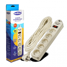 Фільтр SVITTEX 5 розеток 5 метрів 2хUSB 5V 2.1A 3*0,75мм² 10А 2200Вт (40)
