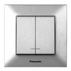 Вимикач Panasonic Arkedia Slim двоклавішний з підсвіткою, срібний